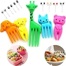 SHOWAY Kid's Cute Animal Food Fruit Forks, Assorted colors, Model:DFORKS01-MX,10 Pieces