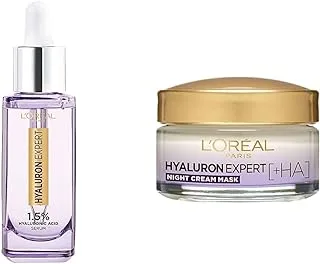 L'Oréal Paris Hyaluron Expert Replumping Serum With Hyaluronic Acid - 30Ml & Hyaluron Expert Replumping Moisturizing Night Cream Mask 50Ml