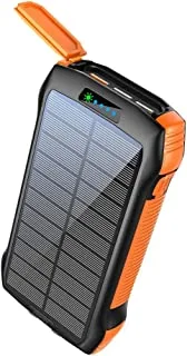 Promate 20000mAh Power Bank, Solar Powered Portable Charger with Wireless Charging, USB-C Power Delivery Port, QC 3.0 Port, 5V/3A USB Ports, IP66 Protection and LED Light, SolarTank-20PDQi