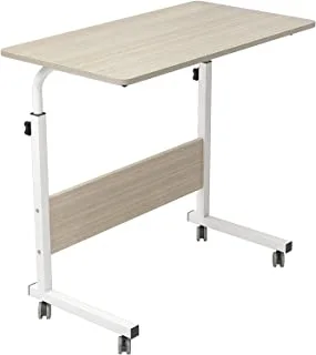 Mcmola Adjustable Laptop Table 60 cm Mobile Laptop Computer Stand Desk Cart Tray Side Table For Bed Sofa Hospital Nursing Reading Eating, White Maple（60X40）cm, 60 X 40 X 70 cm