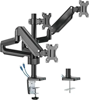 Twisted Minds Triple 17 Inches-32 Inches Monitor Arm Aluminum Desk Mount Fits Three Monitor Full Motion AdjUStable With USb 3.0- Vesa/C-Clamp/Grommet/Cable Management