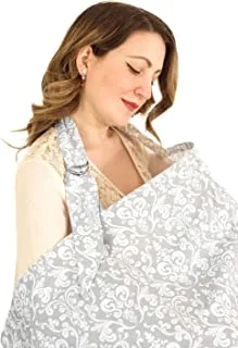 SHOWAY Breastfeeding Nursing Cover, Trcoveric Lightweight Breathable Cotton Privacy Feeding Cover, Nursing Apron for Breastfeeding - Full Coverage, Adjustable Strap, Stylish and Elegant