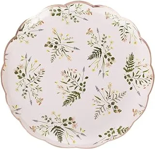 Ginger Ray Floral Tea Party Paper Plates, 21.5 Cm Diameter