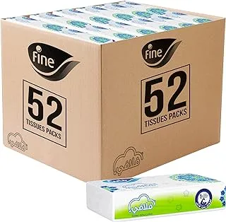 Fine Facial Tissue Soft Pack 130 Sheets X 2 Ply, Bundle Of 52- Fine® Fluffy Sterilized Tissues For Germ Protection