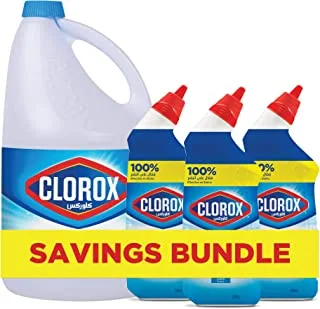 Clorox Savings Bundle, Clorox Bleach Liquid Original Scent 3.78L + Clorox Toilet Cleaner Original Scent 709 ml Pack of 3