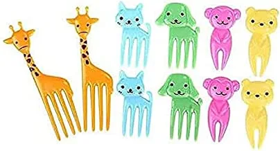 SHOWAY Cartoon Mini Fruit Fork Food Fruit Animal Fork Safe Durable Small Portable Suitable for Children and Adults for Fruits Desserts Sushi, Etc 10 Pieces, 5 Styles