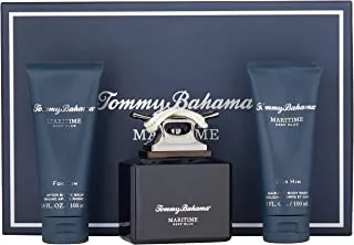 Tommy Bahama Maritime Deep Blue Cologne Spray with After Shave Balm and Body Wash 3-Pieces Gift Set for Men