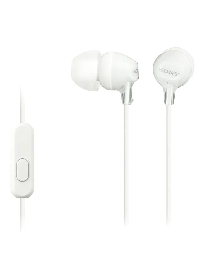 سوني MDR-EX15AP سماعة أذن سلكية مع ميكروفون وخط تحكم أبيض