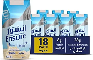 Ensure Vanilla Flavor Liquid Milk, 18 x 200 ml