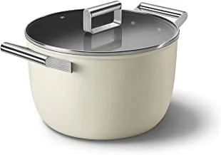 Smeg 50's style retro non-stick casserole dish cookware 26 cm, cream