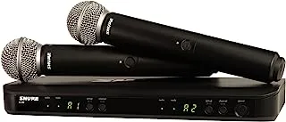 Shure BLX288/PG58, Wireless Dual Vocal System, Two Dynamic SM58 Microphones, Professional, Used for Speech, Live Performance & Studio Recording, Black