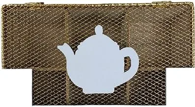 صندوق تخزين شاي من خشب الأوركيد ، صندوق منظم الشاي بغطاء زجاجي مرئي ، صناديق أكياس شاي من الخيزران ذات 6 شبكات لمجموعات الشاي ، حاوية أكياس شاي متعددة الوظائف (أبيض). (أبيض)