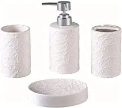 Orchid Bathroom AMLessories Set Bath Ensemble Includes Soap Dispenser, Toothbrush Holder, Tumbler, Soap Dish for Decorative Countertop and Housewarming Gift 4-set Assorted.