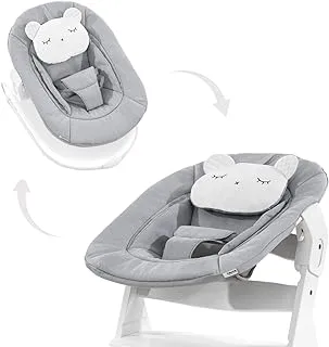 Hauck Alpha Bouncer 661833 Baby Rocker High Chair Attachment 2 in 1 / Can be Used from Birth/with Cushion/Compatible with Wooden High Chair Alpha + and Beta + / Pastel Bear/Grey