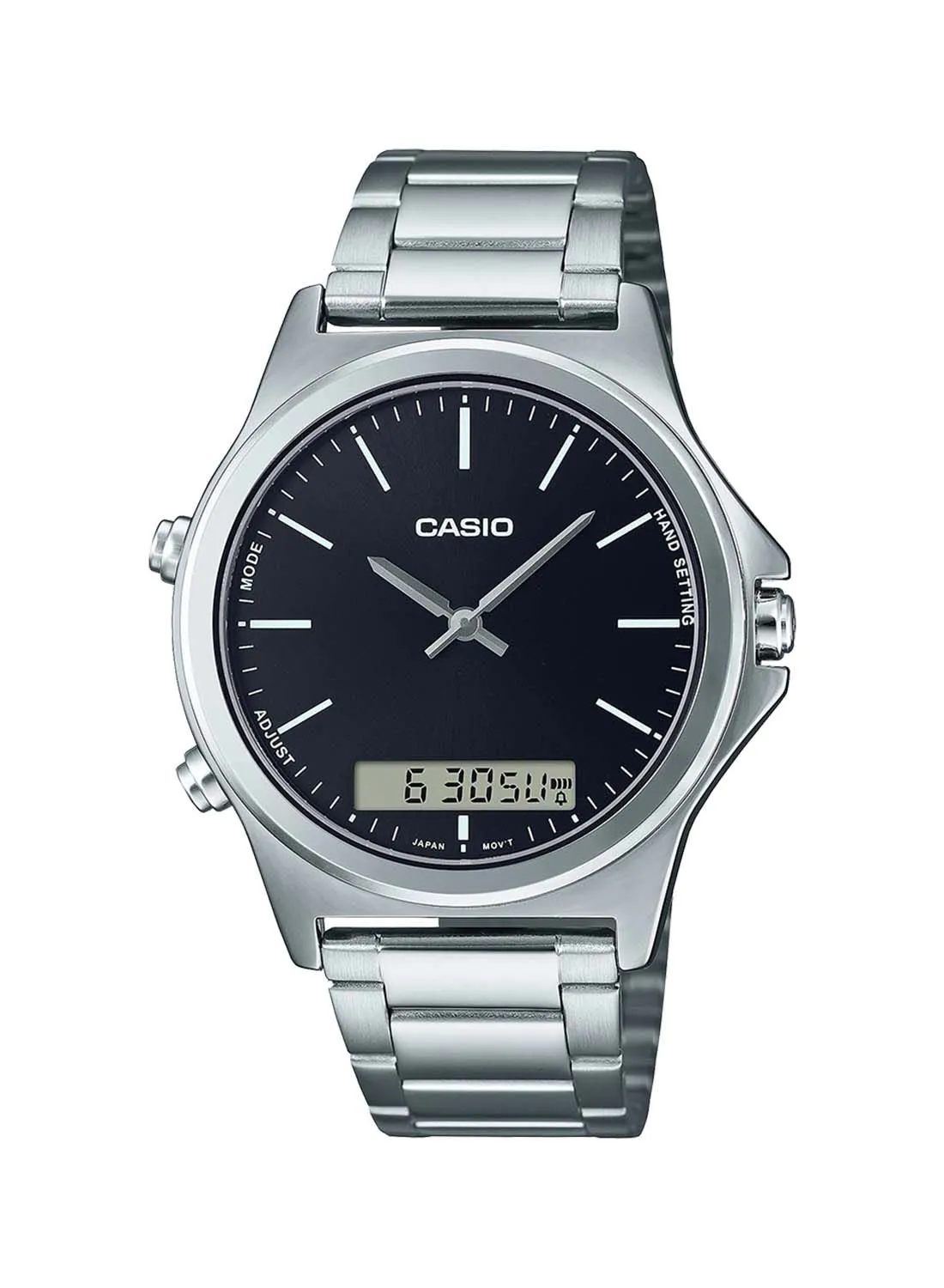 CASIO Analog Plus Digital Round Waterproof Wrist Watch With Stainless Steel MTP-VC01D-1EUDF