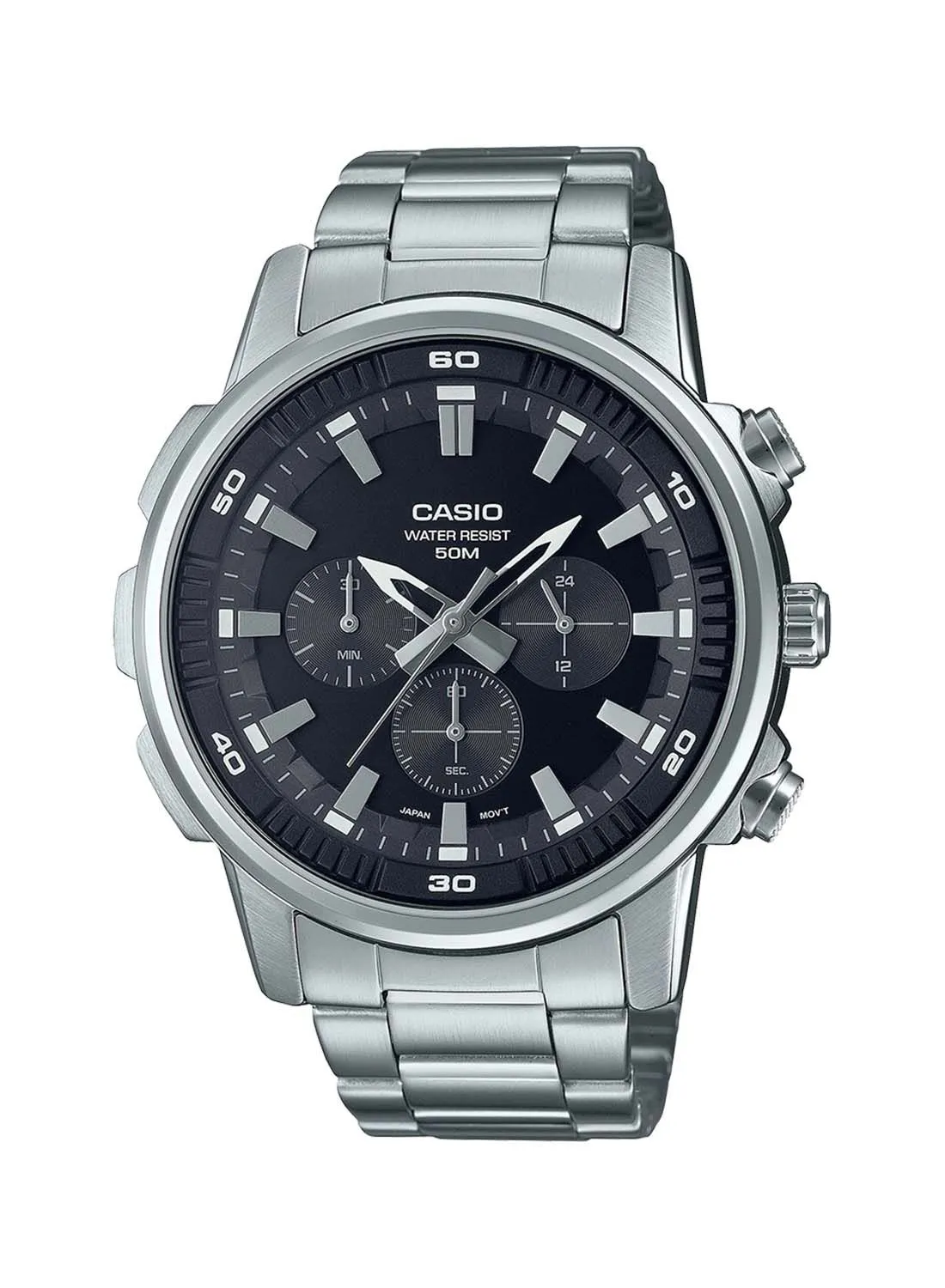 CASIO Analog Round Waterproof Wrist Watch With Stainless Steel MTP-E505D-1AVDF