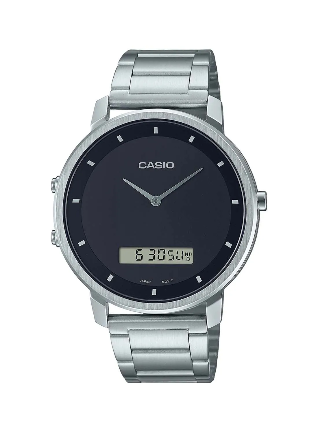 CASIO Analog Plus Digital Round Waterproof Wrist Watch With Stainless Steel MTP-B200D-1EDF