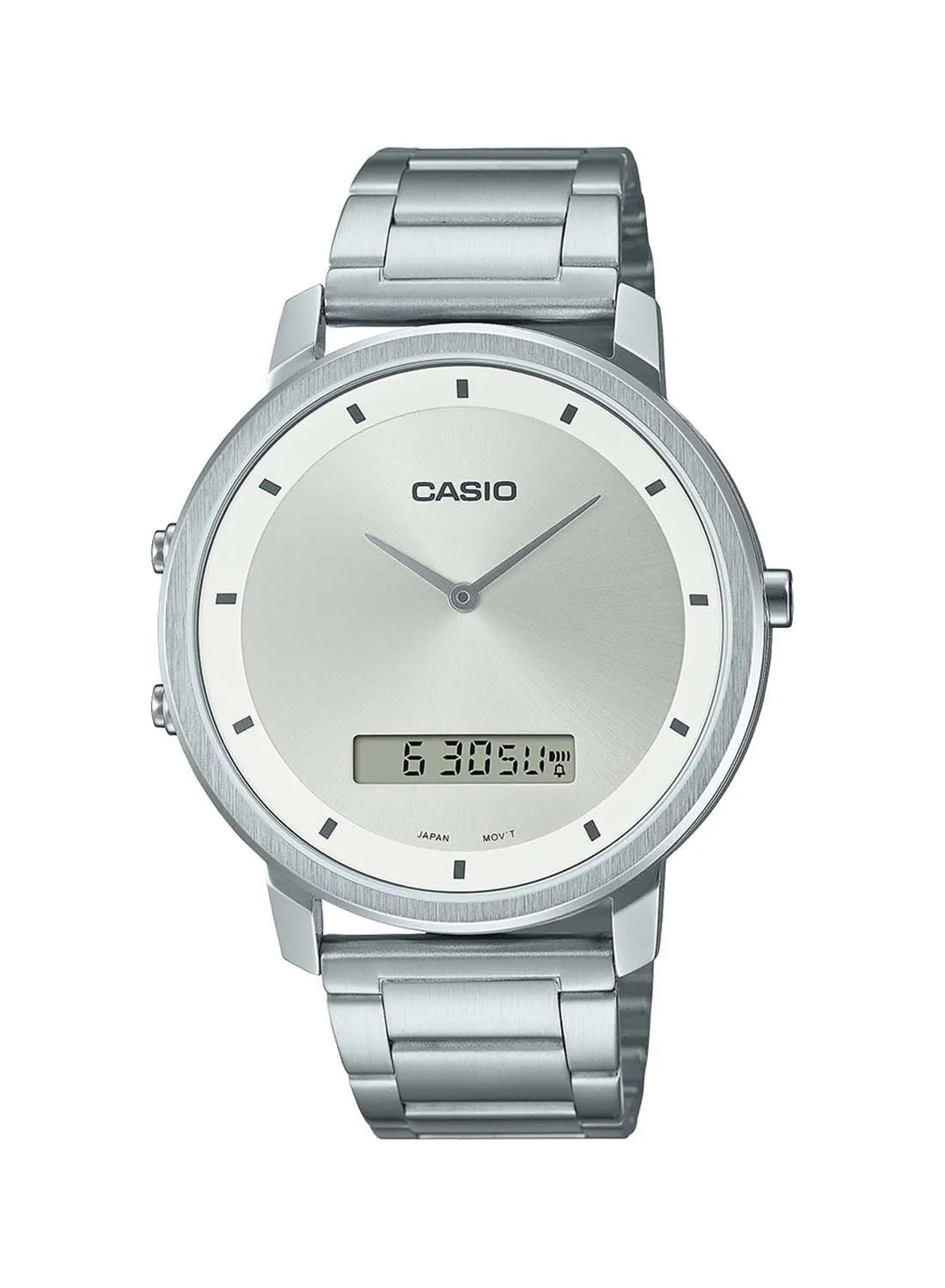CASIO Analog Plus Digital Round Waterproof Wrist Watch With Stainless Steel MTP-B200D-7EDF