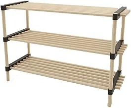 Seowood Wood Modular 3 Shelf Functional Organizer,Wooden Shoe Rack - Storage Bench, Closet, Bathroom, Kitchen, Entry Wood Organizer