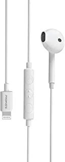 Promate Earbuds with Lightning Connector, In-Ear Apple MFi Certified Mono Earphone with Mic and In-Line Volume Control for iPhone 12/12 Mini/12 Pro Max/12 Pro and Lightning Connector Devices, Wired