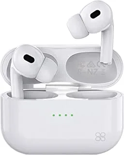 سماعات أذن لاسلكية من بروميت بتقنية البلوتوث 5.0 المتقدمة مع ميكروفون ، وقت تشغيل لمدة 16 ساعة ، جراب شحن 240 مللي أمبير ، الاقتران التلقائي والتحكم الذكي باللمس لجهاز iPhone 12 Pro / 12 Pro Max - أبيض