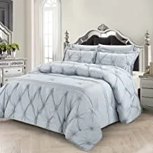 DONETELLA Bedding Comforter Set- 4 Pcs Luxury-Twin Size for Single Bed With Elastic Lace Embroidery- Comforters With Super-Soft Down Alternative Filling (طقم لحاف سرير فندقي)