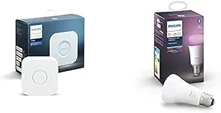 Bundle of Philips Hue Bridge & Philips Hue White and Color Ambiance A19 Smart LED Light, Bluetooth & Zigbee Compatible (Hue Hub Optional), Compatible with Alexa & Google Assistant