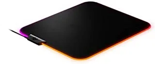 لوحة ماوس الألعاب SteelSeries QcK Prism Cloth - إضاءة منطقتين RGB - إضاءة أحداث في الوقت الفعلي - مُحسّنة لمستشعرات الألعاب - الحجم M (320 × 270 مم) ، أسود + RGB