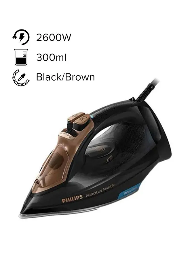 Philips Perfect Care Power Life Steam Iron Soleplate 300 ml 2600 W GC3929 Black/Brown