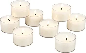Stonebriar Bulk 48 Pack Unscented Smokeless Long Clear Cup Tea Light Candles with 8 Hour Extended Burn Time, 48 Count