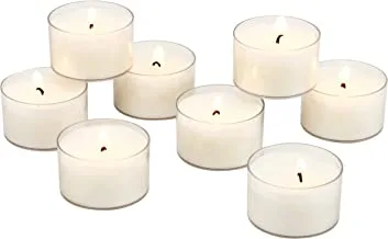 Stonebriar Bulk 96 Pack Unscented Smokeless Long Burning Clear Cup Tea Light Candles with 8 Hour Extended Burn Time, White
