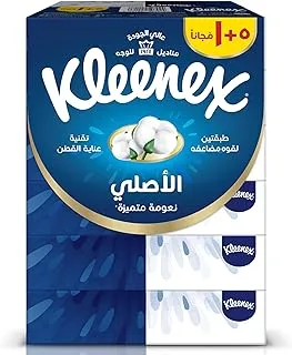 Kleenex Original Facial Tissue, 2 PLY, 6 Tissue Boxes x 76 Sheets, Soft Tissue Paper with Cotton Care for Face & Hands