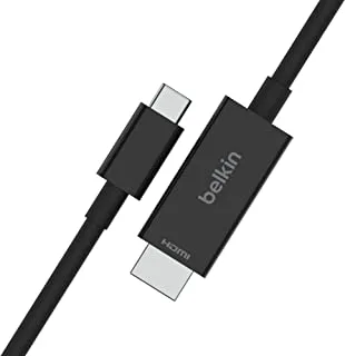 كابل Belkin USB Type C إلى HDMI 2.1 ، كابل 6.6FT / 2M مع 8K @ 60Hz ، 4K @ 144Hz ، HDR ، HBR3 ، DSC ، HDCP 2.2 ، متوافق مع Chromebook ، Macbook ، iPad Pro وأجهزة USB C الأخرى