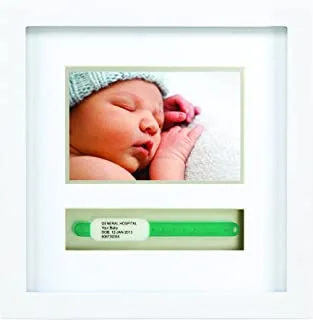 Pearhead Baby Hospital ID Bracelet Photo Frame, Newborn Baby Keepsake, Expecting Parents Gift, White 1 Count (Pack of 1)