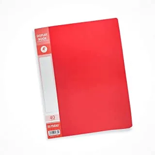 Maxi Display Book Of 40 Pockets Red,Presentation Book Clear Pockets