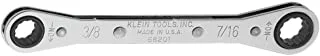 Klein Tools 68201 Ratcheting Box Wrench 3/8-Inch x 7/16-Inch with Reverse Ratcheting and Chrome Plated Finish