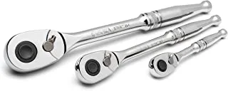 SATA 3-Piece Quick-Release Ratchet Set with Teardrop Head, Full-Polished Chrome Solid Handle, 1/4, 3/8, 1/2-Inch - ST14901U