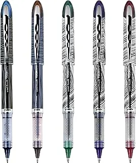 Uniball Vision Elite BLX Rollerball Pens, Blue/Black Pens Pack of 5, Bold Pens with 0.8mm Ink, Ink Black Pen, Pens Fine Point Smooth Writing Pens, Bulk Pens, and Office Supplies