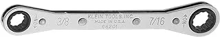 Klein Tools 68201 Ratcheting Box Wrench, Made in USA, 3/8-Inch x 7/16-Inch with Reverse Ratcheting and Chrome Plated Finish