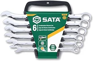 SATA 6-Piece Full-Polish Metric Combination Wrench Set with Offset Box Ends and an Easy-to-Carry Wrench Rack, ST09018SJ