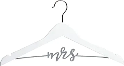 Pearhead Mrs. Wedding Dress Hanger for Bride to Be, Bridal Hanger, Bride Keepsake, Wedding Day Photos, White and Silver