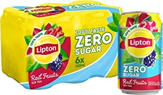 Lipton Tea Zero Sugar, Red Fruits Iced Tea, 320 ml Pack of 6