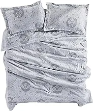 DONETELLA 300 Thread Count 3-Piece Cotton Duvet Set King Size, Luxury Soft Sateen 100% Long Staple Cotton Double Bedding Set Includes 1 Duvet Cover And 2 Pillow Shams (Silver Gray, King)