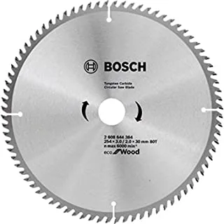 BOSCH - Eco For Wood Circular Saw Blade, For Hand-Held Circular Saws, bore works with or without reduction rings to fit different sizes, 190 mm Diameter, 48 Teeth, 1 pcs