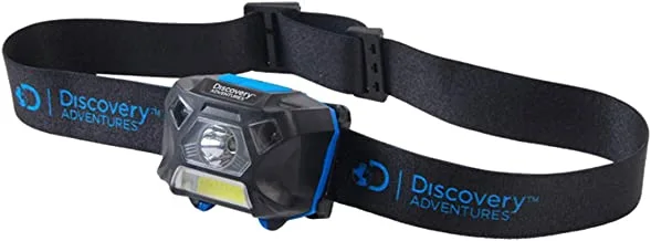 Discovery Adventures HeadLamp Smart Light Sensor IPX5 By hirmoz, Waterproof Head Lamp with Wave Intellisense - For Camping,Hiking, Fishing, black, 8 * 7 * 7.5cm, DF86424