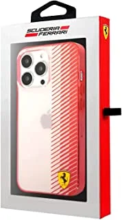 جراب صلب شفاف Cg Ferrari مطبوع عليه شعار متدرج لهاتف Iphone 13 Pro (6.1 بوصة) - أحمر