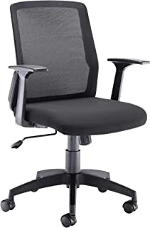 Office Hippo Hinton Mid Back Desk Chair with Fixed Arms, Fabric, Black, 71 x 66 x 121.5 cm