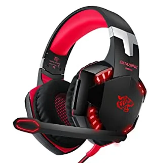 Datazone Gaming Headset, Noise Reduction Feature, Volume Control, Omnidirectional Microphone, Compatible With Modern Devices, Computer, Laptop, Playstation, And Computer Games G2000 (Red), Medium