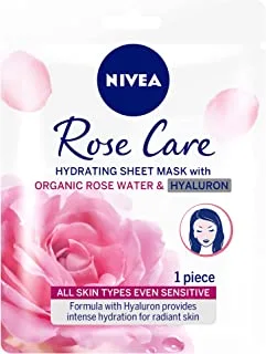 NIVEA Face Sheet Mask Hydrating, Rose Care with Organic Rose Water, All Skin Types, 1 Mask
