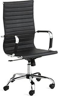 Mlm Pu Metal Chair Upl: Pu Arm: Chrome With Pu Cover Mch: Butterflyl Tilt Gas Lift: 100Mm Chrome Class2 Base: 320Mm Chrome Kd Nylon Castor, Black Standard size
